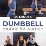 collage of woman performing dumbbell exercises