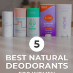 5 natural deodorants lined up on counter