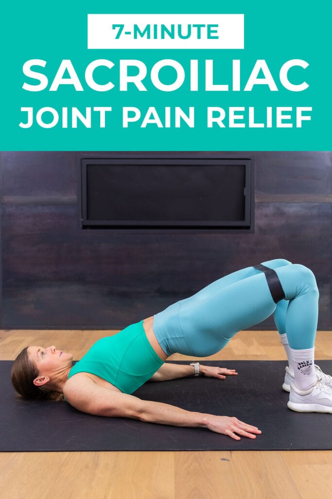 woman performing glute bridge to relieve si joint pain