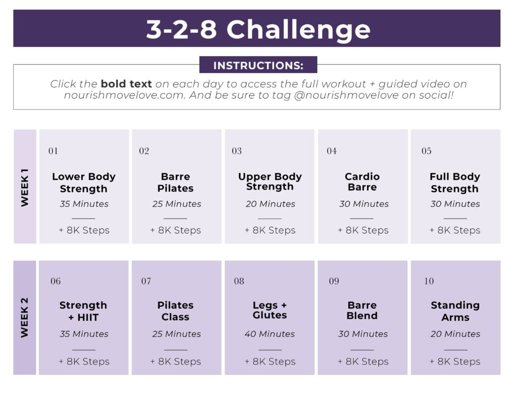 328 workout method calendar graphic