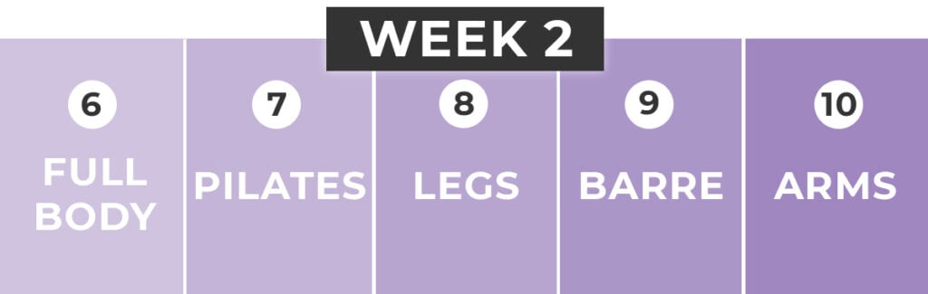 week two of the 328 workout method calendar graphic