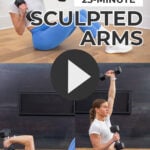 collage of woman performing dumbbell arm exercises