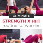 collage of woman performing different hiit exercises