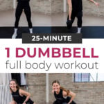 collage of woman performing single dumbbell exercises