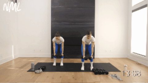 two women performing combination of reverse grip back rows and narrow grip back rows