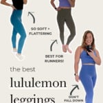 Collage of three women wearing best lululemon leggings