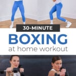 two women performing boxing exercises at home