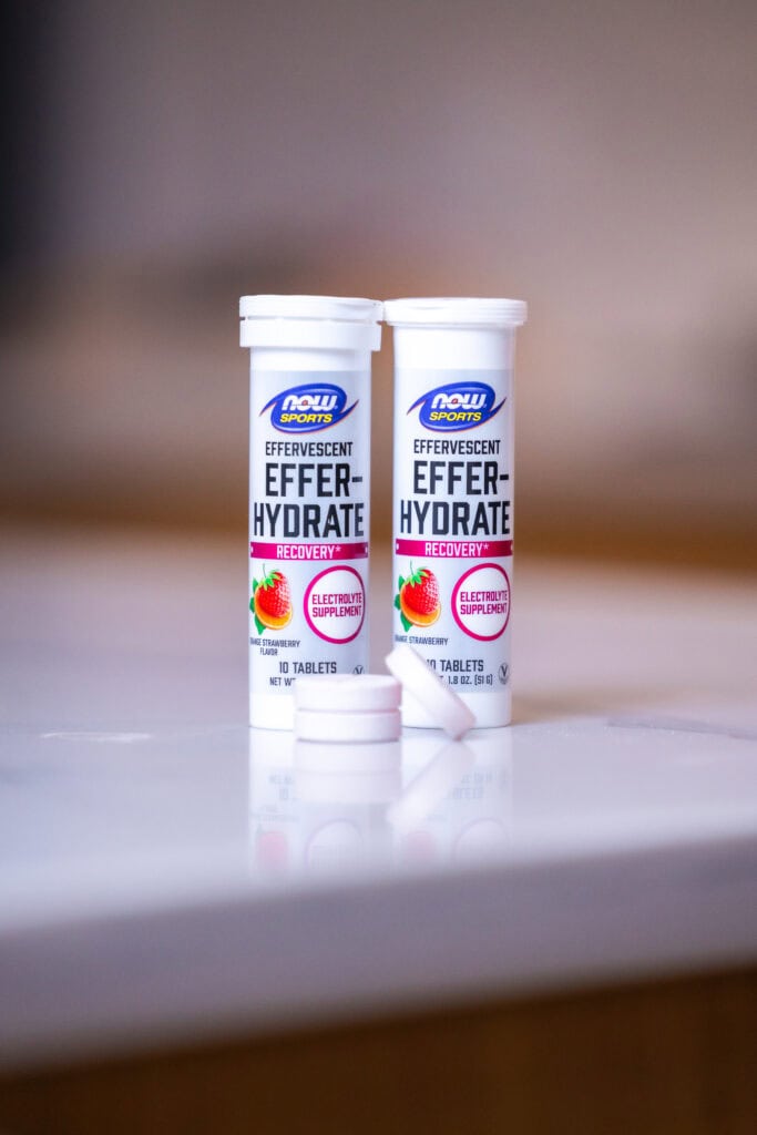 Now Foods Effer-hydrate recovery electrolyte supplements. As part of the best electrolyte powders.  