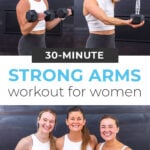 collage of woman performing arm exercises for strong exercises