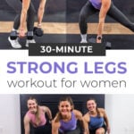 collage of women performing strong legs exercises