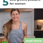 woman posing with five green powders