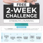 calendar showing 2 weeks of strength workouts for runners