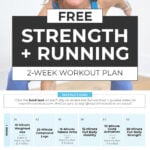 calendar showing 2 weeks of strength workouts for runners