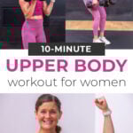 collage of woman performing upper body exercises for women
