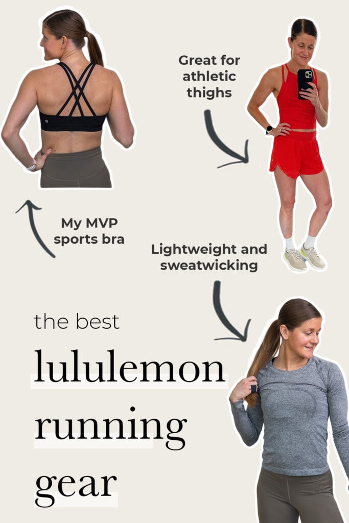 collage of three women posing in lululemon running gear