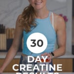 Woman posing with a container of creatine