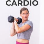 woman performing dumbbell cardio exercises
