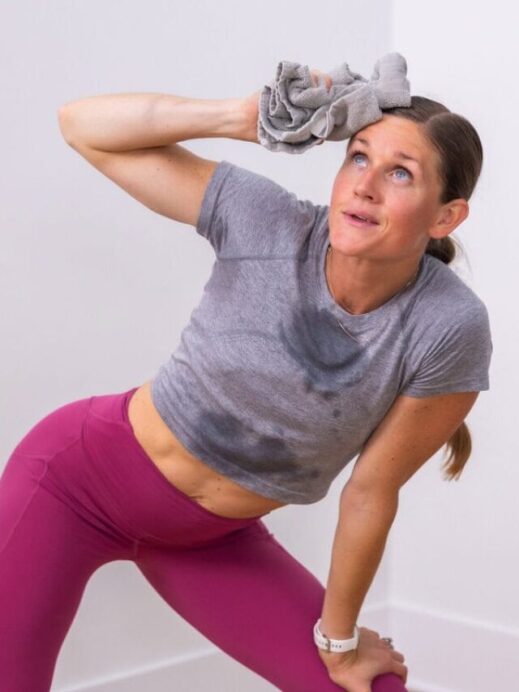 woman sweating after finishing zone 2 cardio workout