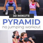 collage of woman performing 3 different hiit exercises