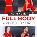 collage of woman performing full body hiit exercises