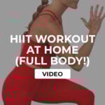woman performing lunge jumps as part of full body hiit workout at home
