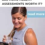 woman looking at her phone to review test results