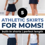 four examples of athletic skirts for moms
