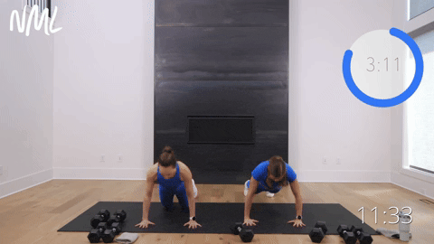 two women performing push ups a full body workout