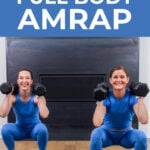 two women performing dumbbell squat