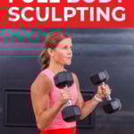 woman performing half bicep hold as part of full body home workout