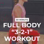 woman performing reverse lunge as part of full body home workout