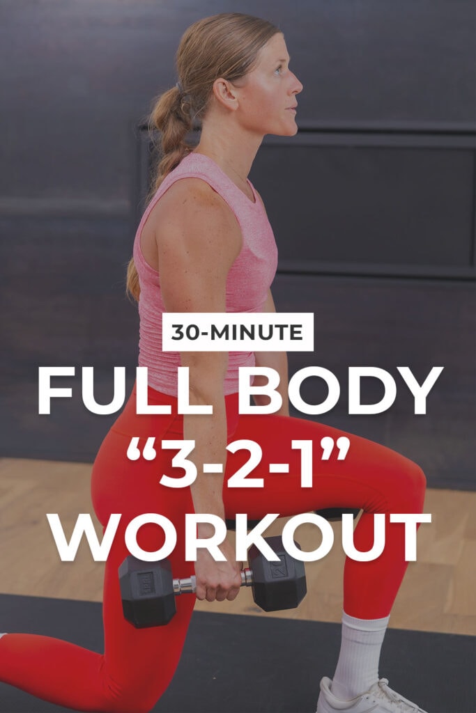 woman performing reverse lunge as part of full body home workout