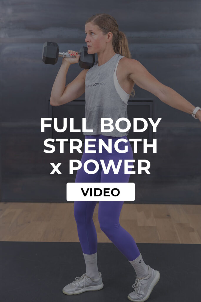 standing woman performing dumbbell chat