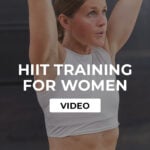 woman performing dumbbell exercise as example of hiit training at home exercises