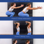 three exercise demonstrations from full body HIIT workout