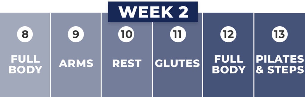 week 2 calendar of beginner workout plan
