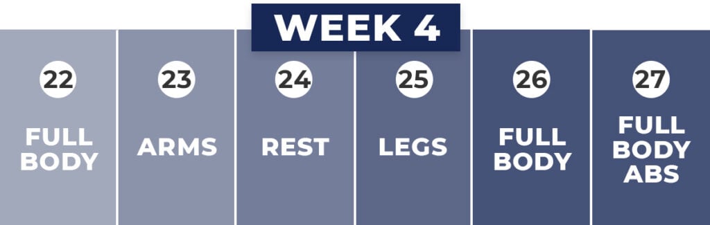 week 4 calendar of beginner workout plan