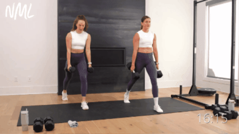 two women performing split lunges and split deadlifts