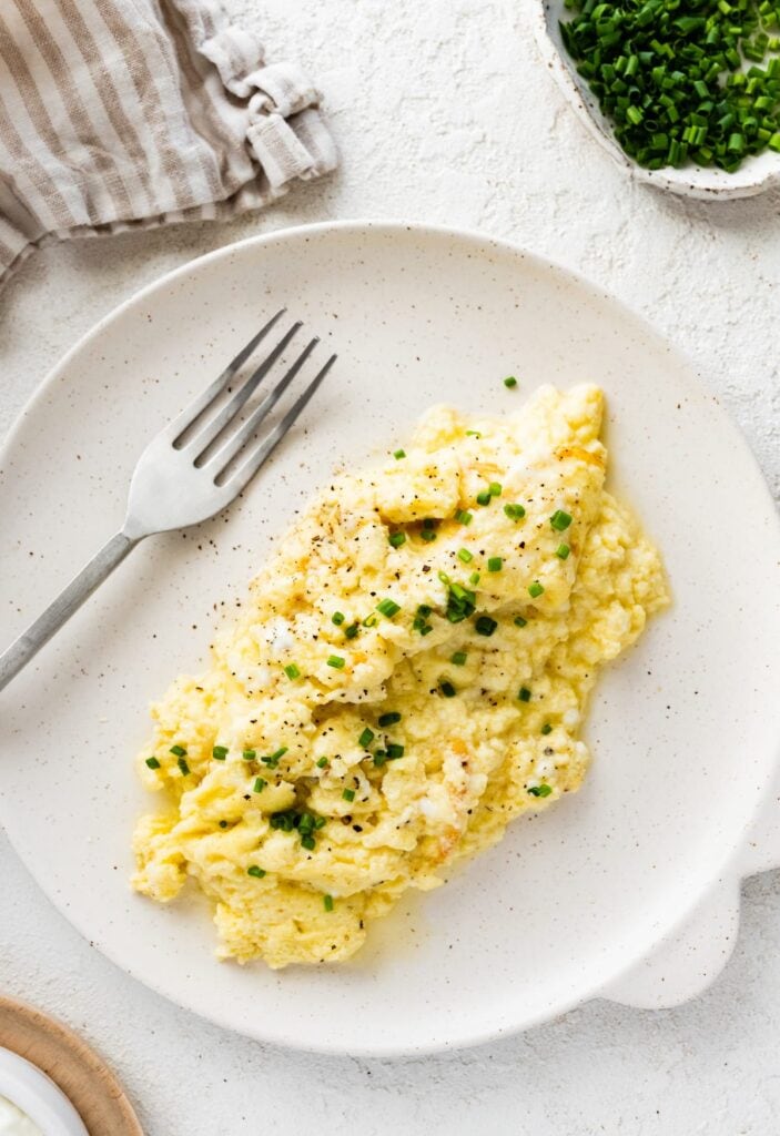 cottage cheese egg scramble as part of high protein breakfast recipes.