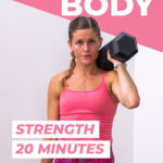 Woman holding dumbbells in uneven rack as part of full body workout with weights