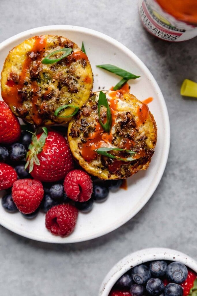 Sausage Hash Brown Egg Muffins as part of a high protein breakfast ideas. 
