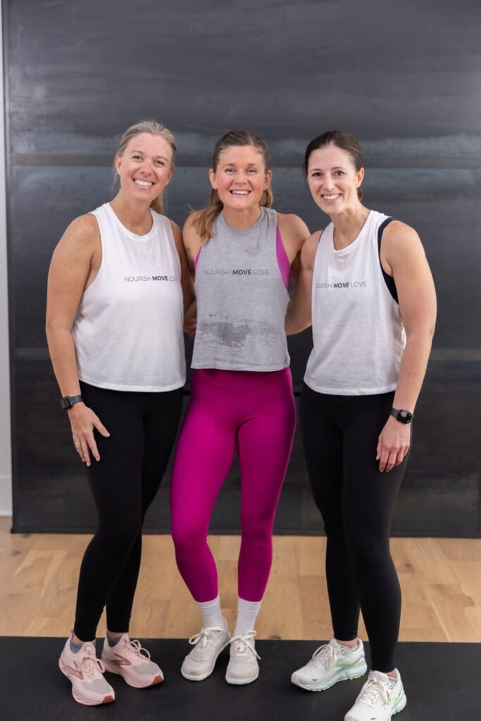 three women after completing a full body workout
