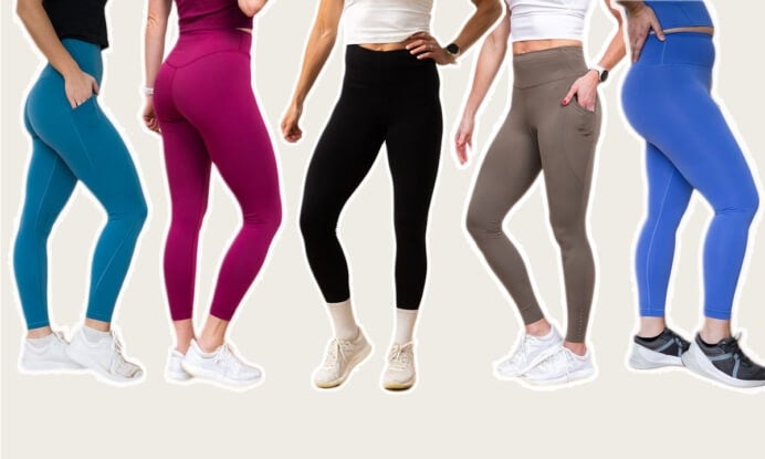Five women posing wearing a selection of the best lululemon leggings