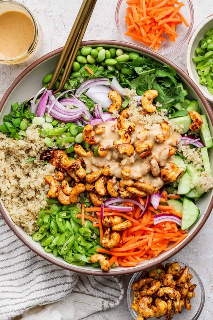 Cashew Crunch Edamame Salad as part of high protein Vegetarian meals 