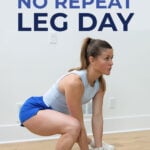 Woman performing lateral squat as part of express leg day workout