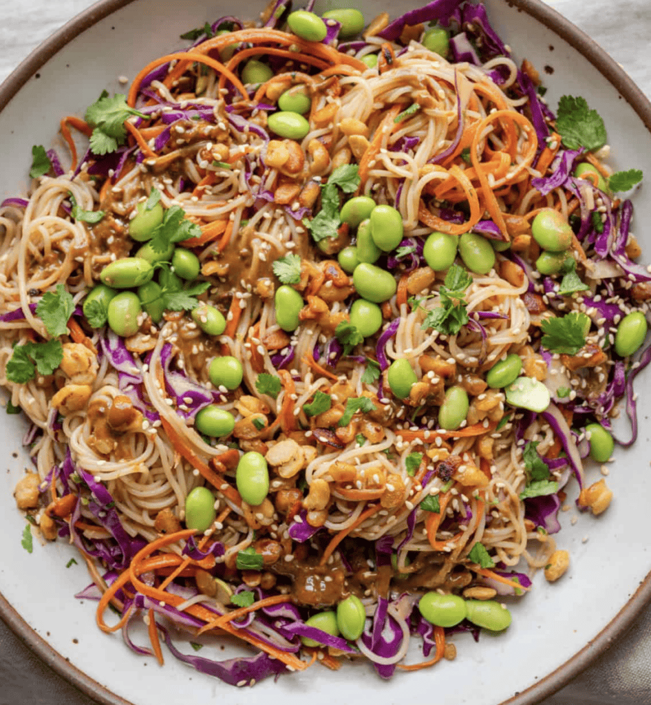 Noodle salad with rainbow veggies | high protein Vegetarian meals 