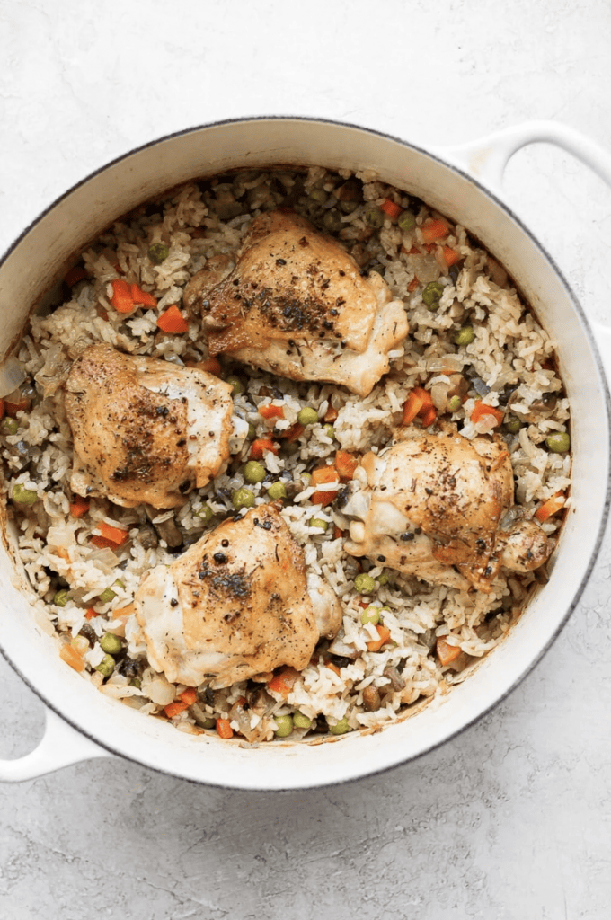Chicken and rice made with chicken thighs