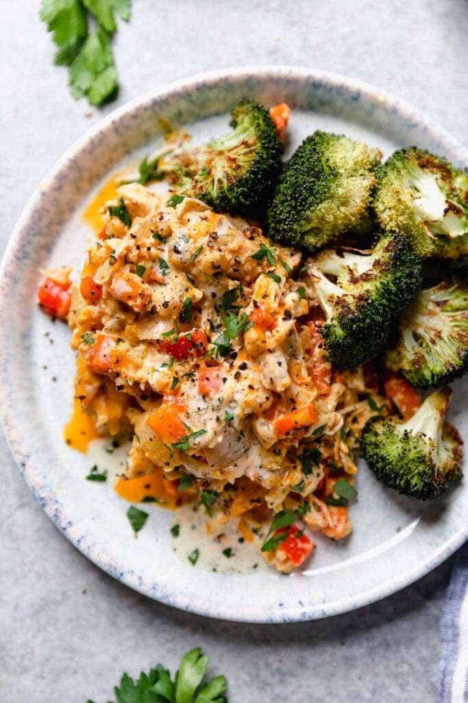 Creamy buffalo chicken casserole