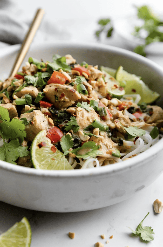 Slow cooker Thai peanut chicken | high protein chicken recipes 