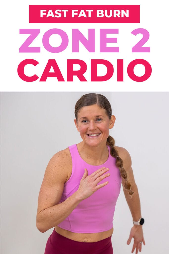 Woman performing low impact cardio to stay in zone 2 heart rate zone